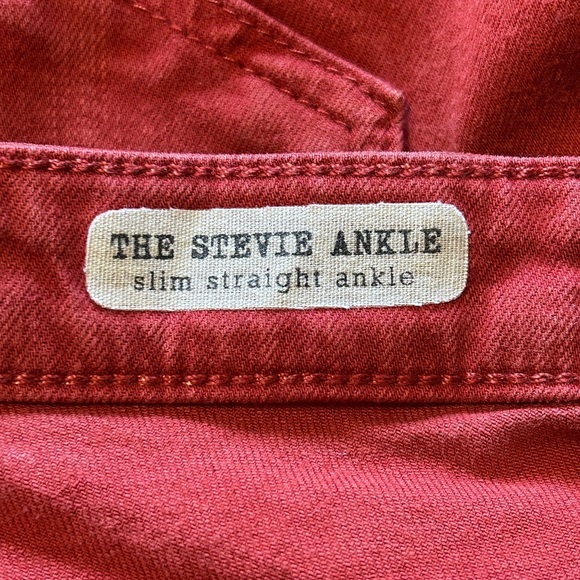 Adriano Goldschmied AG Stevie Slim Straight Ankle Jeans Red Orange Women Size 27 - Picture 9 of 12